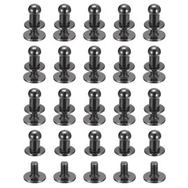 QUARKZMAN 4mm Ball Head Rivet Pin with Screw Cap, 20 Pack Round Head Button Rivets for DIY Leather Crafts, Handbag, Belt, Metallic Black