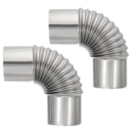 PATIKIL 90 Degree Stove Pipe, 2Pcs 2.36 Inch Elbow Stainless Steel Chimney Flue Extension for Outdoor Camping Tent Wood Stove Accessories Vent Exhaust, 5.12 Inch Length