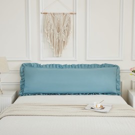Blue Body Pillowcases Soft Long Pillow Cover Ruffled Pillow Shams Cute Vintage Pillow Shams Solid Pillow Cover Home Decor for Bed Sofa Living Room (1 Body, Dusty Blue)