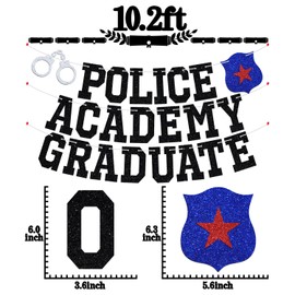 Police Academy Graduate Banner, Police Grad/Future Police, Congrats Officer, Police College Graduation Party Decoration Supplies, Black Glitter