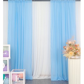 DUOBAO Chiffon Backdrop Curtain 29x96-Inch 2 Panels Baby Blue Chiffon Fabric Drapes for Wedding Chiffon Curtains for Backdrop Voile Curtains Photography Backdrop Drapes for Party Stage Decoration