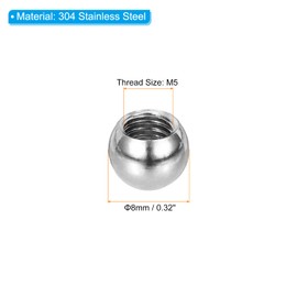 PATIKIL M5x8mm Ball Nuts Knob, 8 Pcs Female Thread 304 Stainless Steel Round Blind Hole Screw Cap Cover for Lighting Machinery DIY Decoration, Silver