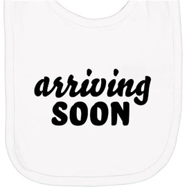 inktastic Arriving Soon- Pregnancy Announcement Newborn Bib White 429ca