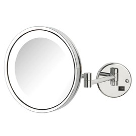 JERDON Lighted Wall-Mounted Makeup Mirror - Direct Wire Magnifying Mirror with LED Lights - 5X - Chrome Finish - Model HL1016CLD