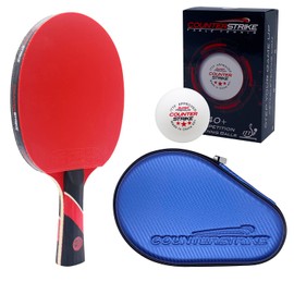 Counterstrike Red Widow Ping Pong Paddle, 6 Balls, & Hard Protective Case | Professional Ping Pong Paddle | Professional Table Tennis Paddle | ITTF Approved (Blue Matte Fiber)