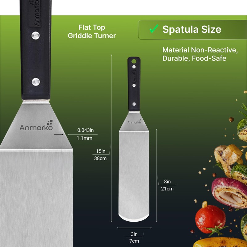 Anmarko Metal Spatula with ABS Handle, Stainless Steel Food Spatula