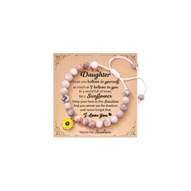 To My Daughter Bracelet Daughter Gifts from Mom Beaded Bracelet for Women Anti Anxiety Bracelet Daughter Christmas Gifts Stocking Stuffers