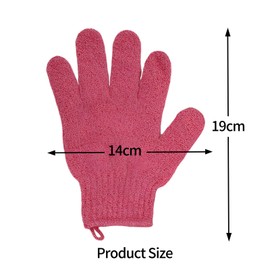 2Pcs Exfoliating Gloves - Bamboo Shower Gloves - Bath and Body Exfoliator Mitts - Scrubs Away Ingrown Hair and Dead Skin - for Shower, Spa, Massage and Dead Skin Cell Remover Loofah - Red