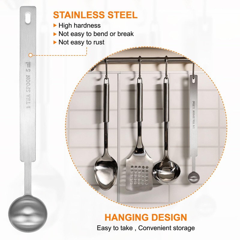 sourcing map 2pcs Single Measuring Spoon 1tsp (1/3tbsp, 5ml) Teaspoon/Tablespoon