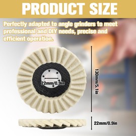 Pack of 5 Polishing Discs 125 mm, Polishing Attachment for Angle Grinder, High Gloss Polishing Disc Made of Wool Felt, for Sanding and Polishing Paint, Stainless Steel, Wood, Plastic and Plastic
