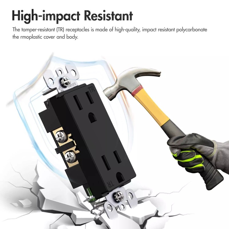 maxbright 10 Pack Outlet Socket, Decora Duplex Receptacle 15 Amp,