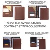 Samsill Contrast Stitch Leather 3 Ring Binder, Portfolio Organizer (Tan,