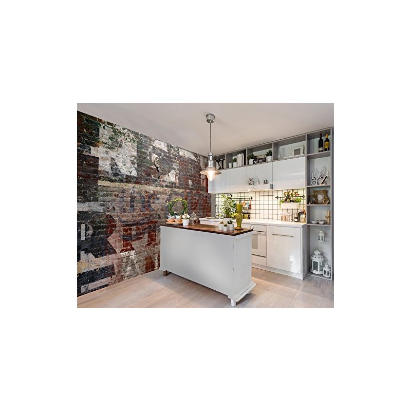 Wall Rogues WR50507 Warehouse Brick Mural, Grey, 9'10" x 7'10"