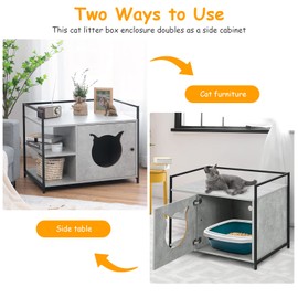PETSITE Litter Box Enclosure, Large Cat Washroom Storage Bench Cabinet End Table with Shelves, Litter Box Furniture Hidden