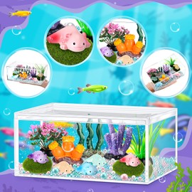 HyDren Axolotl Crafts DIY Tank Easter Gifts Glow in The Dark Mini Axolotl Figures Gift for Home Sea Themed Birthday Decorations