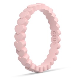 Enso Rings Stackable Beaded Silicone Wedding Ring – Hypoallergenic Unisex Stackable Wedding Band – Comfortable Minimalist Band – Heart-Pink Sand (Heart)-Size 7