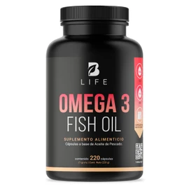 Omega 3 Fish Oil de 220 Cápsulas de 1000 mg. Ingredientes naturales: 100% Aceite de Pescado (EPA y DHA). Omega 3 Fish Oil B Life
