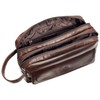 Mancini Buffalo Top Grain Leather Double Compartment Toiletry Kit, Brown