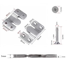 4Set Stainless Steel Flush Mount Bracket-Picture Hangers-Headboard Wall Mount Hardware-Wall Mount Hardware- Interlocking Z Clips (2.09 x 1.18 x 0.08 inch Silver)