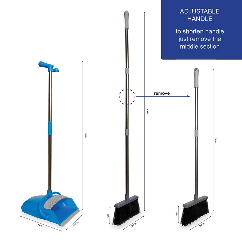 JFB Home Products BristleComb Outdoor Broom & Dustpan Set Upright,
