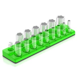Olsa Tools Magnetic Socket Organizer 1/2-Inch Drive Metric, Green