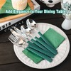 N9R 90pcs Silver and Green Disposable Silverware Set, Elegant Plastic