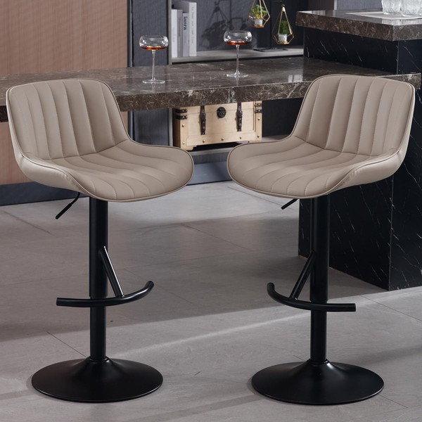 AULIFE Bar Stools Black Base and Footrest,Faux Leather Bar Chair