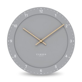 Cander Berlin MNU 2930 A Wall Clock Silent 30 cm Large without Ticking Noises Analogue Living Room Modern Vintage Grey Wooden Hands