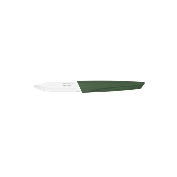 Tramontina Paring Knife (Fruit Knife) Leaf LYF 3" Green Dishwasher Safe Lightweight Recycled Resin Handle Made in Brazil 23113/023 TRAMONTINA