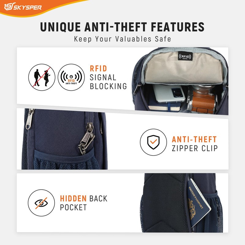 SKYSPER Sling Bag RFID Cross Body Bag Recycled Crossbody Backpack