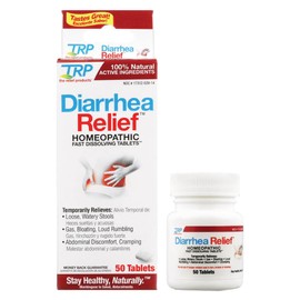 The Relief Products Diarrhea Relief - 100% Natural Active Ingredients - Relieves Loose Stools, Gas, Bloating, Discomfort - Fast Dissolving Tablets - 50ct