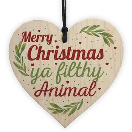 RED OCEAN Christmas Filthy Animal Novelty Tree Decoration Wooden Bauble Friendship Secret Santa Stocking Gift