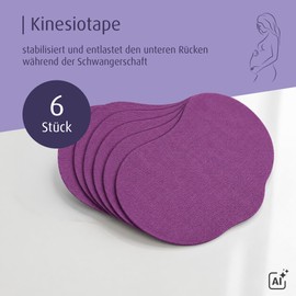 reer Kinesiotape Pregnancy Back, 6 Pre-Cut Tapes, Purple