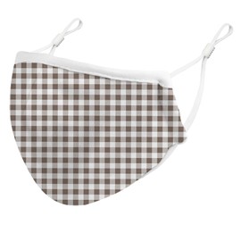 ARI MES 3-Ply Adjustable Fabric Face Mask, Washable Reusable Masks for Adults with Elastic Ear Loops, Adjustable Nose Strip & 1 Activated Carbon Filter for Women & Men - Adult, Gingham-Black