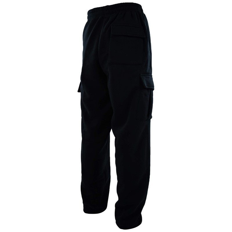 Mens Cargo Sweatpants with Drawstrings (4XL, 652-BLACK)