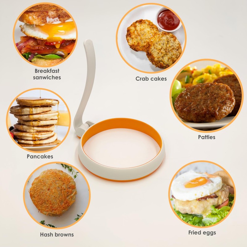 4-inch Silicone Fried Egg Rings Set, 4-pack, Round Mold for