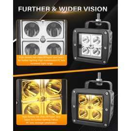 ADTOPI Front Bumper Hidden Fog Light Mounting Bracket Compatible with 2007-2013 Silverado 1500 2500 3500, Universal 3 Inch LED Fog Light 4 PCS 48W LED Pods with Dual Fog Light Mount (2 White+2 Yellow)