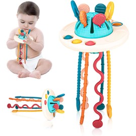 Divertido Juguete Sensorial De Silicona para Niños, Juguete De Actividad De Cuerda De Tracción De Silicona Alimentaria Sin BPA, Juguete De Motricidad Fina para Niños ,Regalos De Navidad Para Niños