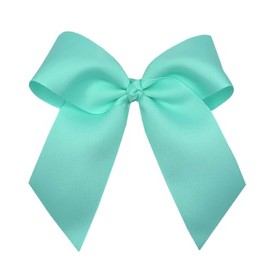 WD2U Girls Large 6" Grosgrain Knotted Hair Bow with Tails on French Clip Barrette (Aqua)