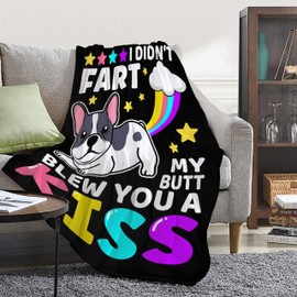 Funny Dog Blanket Gift for Girls Boys- 40x50 Inches Soft Flannel Throws Blankets Funny Gift for Teen Women Men Adult Cute French Bulldog Lover Gifts for Bed Sofa Couch