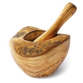 Forest Decor Olivewood Mortar and Pestle Set - Premium Wood Herb and Spice Grinder - Essential Kitchen Accessories for Fast & Efficient Herb Grinding - Wooden Chopper and Crusher - Rustic Small