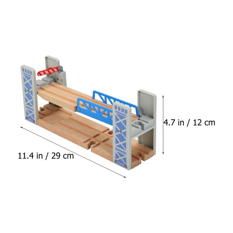 Happyyami Wooden Train Bridges Train Lifting Bridge 2 Level Crossing