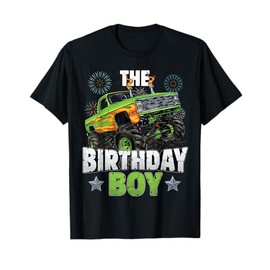 Birthday Boy Monster Truck car Bday Party Kids boys Toddlers T-Shirt