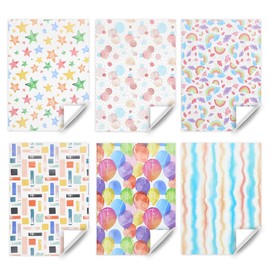 Rainbow Birthday Wrapping Paper For Lady Girls, 6 Sheets Folded Flat 20x28 Inches,23 sq. ft. ttl, With Purple and Green Silk Ribbon for Bridal Baby Shower Wedding Christmas Valentine Birthdy Gift Wrap