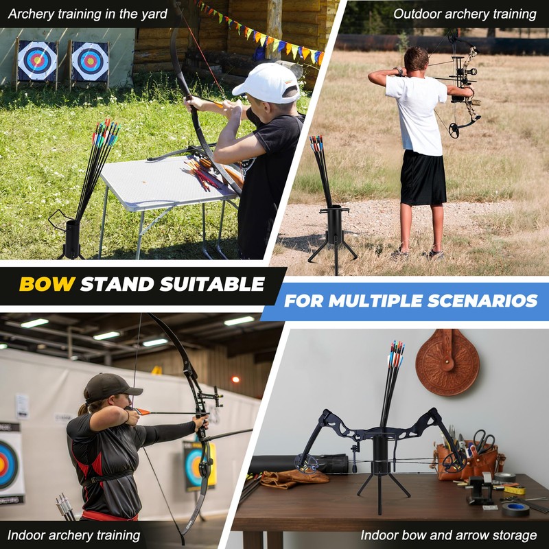 Gulfmew Ground Bow Stand with Quiver, Bow Accessories,13.6 in,Black,1 Pack