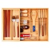 COIWAI Double Layer Bamboo Kitchen Drawer Organizer Cutlery Utensil Silverware