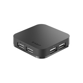 D-Link 4-Port USB 2.0 Hub including 4 Fast Charging Ports, mini USB 2.0 Port and 5V/2.5A Power Adapter (DUB-H4)