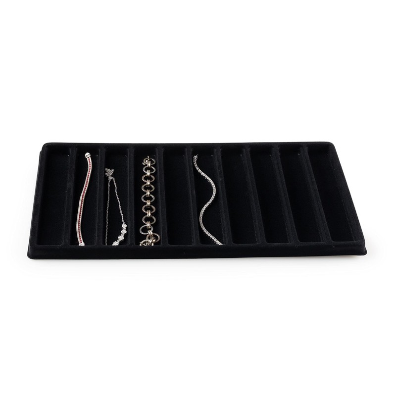 Novel Box Black Paperboard 10 Slot Jewelry Organizer Tray 14.75x8.25x1