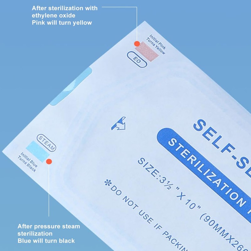Sterilisation bag, self-sealing sterilisation bag, sealing sterilisation bag, disposable sterilisation