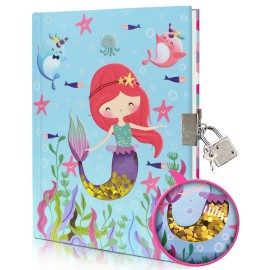 In Stock Kids Girl's Secret Diaries Mermaid Diary Set with Lock and Key for SalePages: 80 Sheets, Color: Blue